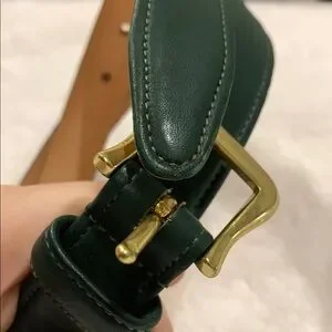 COACH Elegant Green Leather Belt with Gold Buckle Buy Green Leather Belt With Gold Italian Buckle 2.5 Cm  main image 4